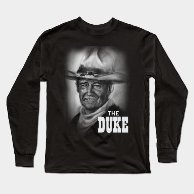 Portrait of "The Duke" John Wayne Long Sleeve T-Shirt by russodesign